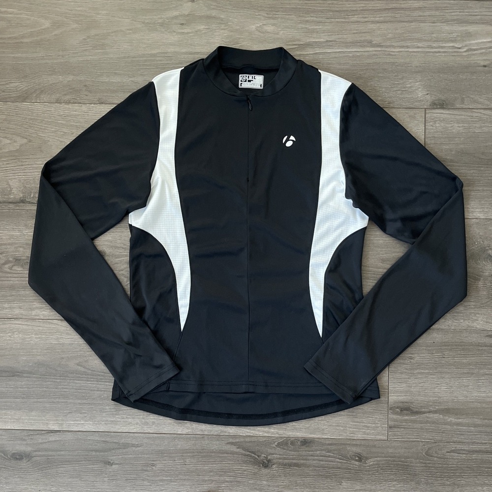 Bontrager Cycling Jersey Mens M 1/4 Zip Long Sleeve Black White